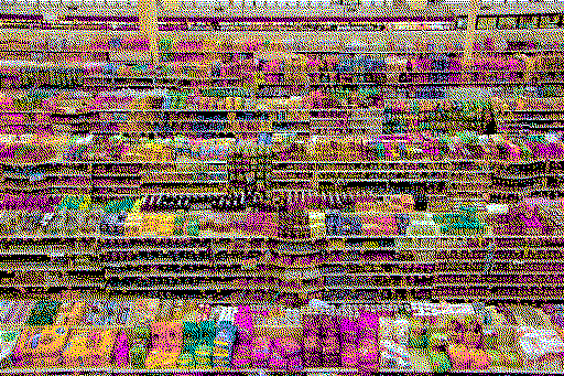 a heavily dithered and noisy image of a supermarket